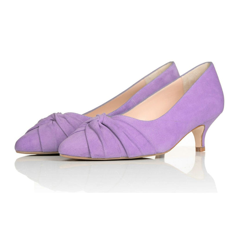 Tandi Extra-Wide Fit Kitten Heels - Lavender Suede