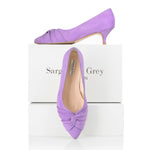 Tandi Extra-Wide Fit Kitten Heels - Lavender Suede