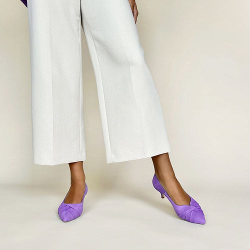 Tandi Extra-Wide Fit Kitten Heels - Lavender Suede