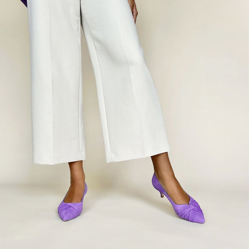Tandi Extra-Wide Fit Kitten Heels - Lavender Suede