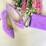 Tandi Extra-Wide Fit Kitten Heels - Lavender Suede