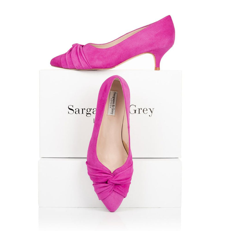Tandi Extra-Wide Fit Kitten Heels - Hot Pink Suede