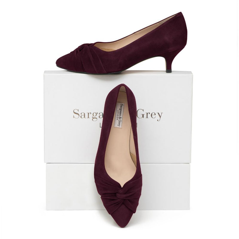 Extra-wide Fit Burgundy Suede Kitten Heels – Sargasso and Grey