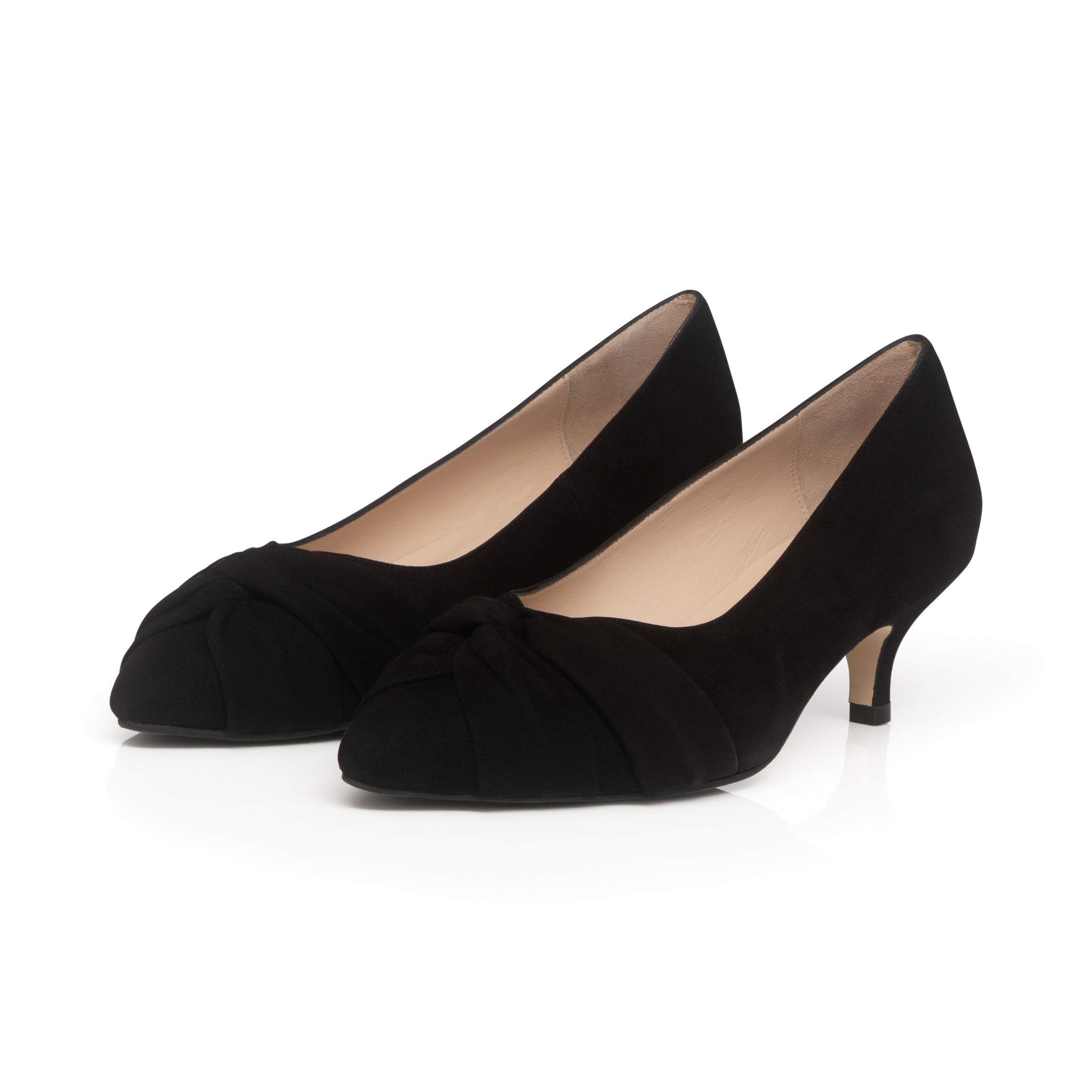 Extra-wide Fit Black Suede Kitten Heels – Sargasso and Grey