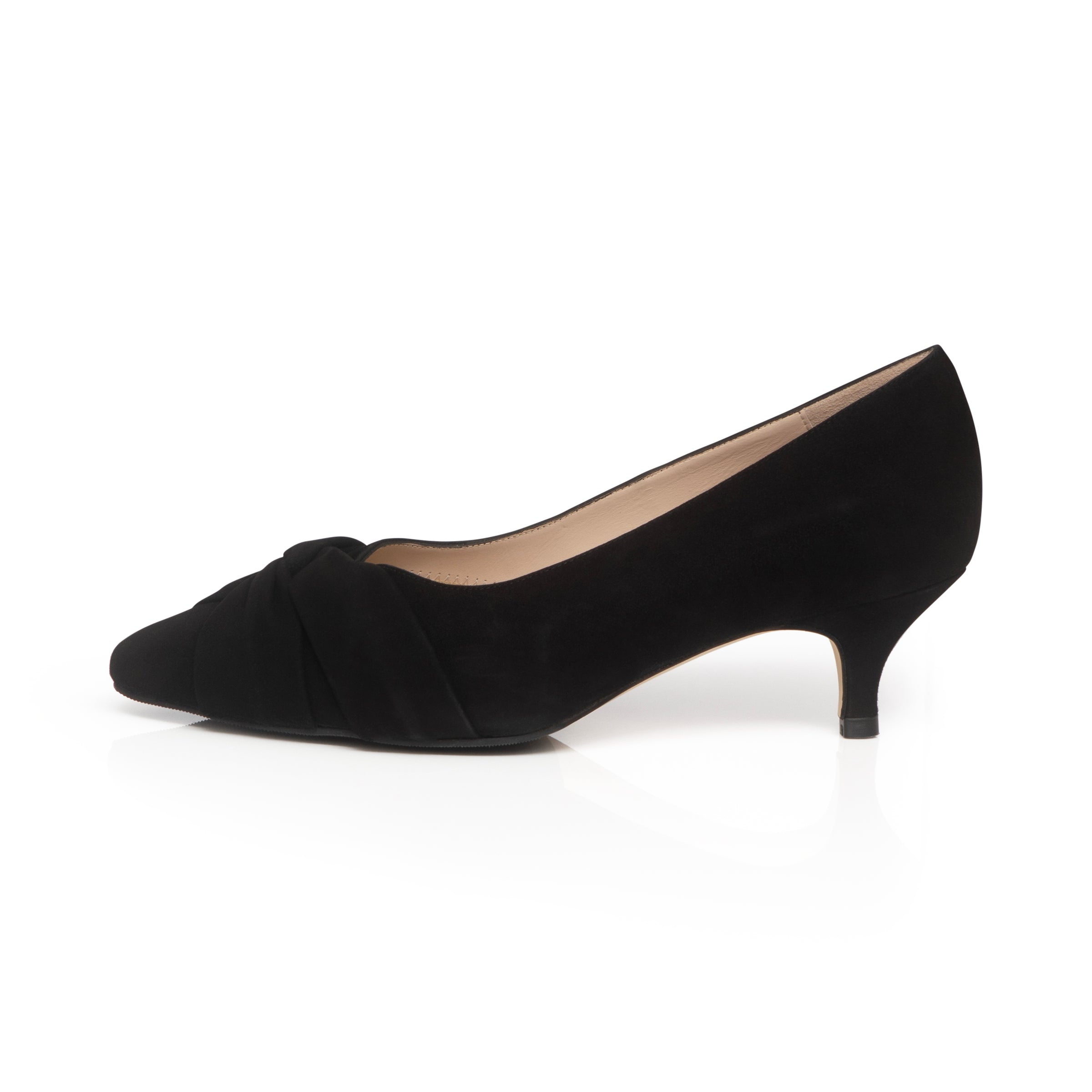 Extra-wide Fit Black Suede Kitten Heels – Sargasso and Grey