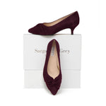 Tandi Extra-Wide Fit Kitten Heels - Burgundy Suede