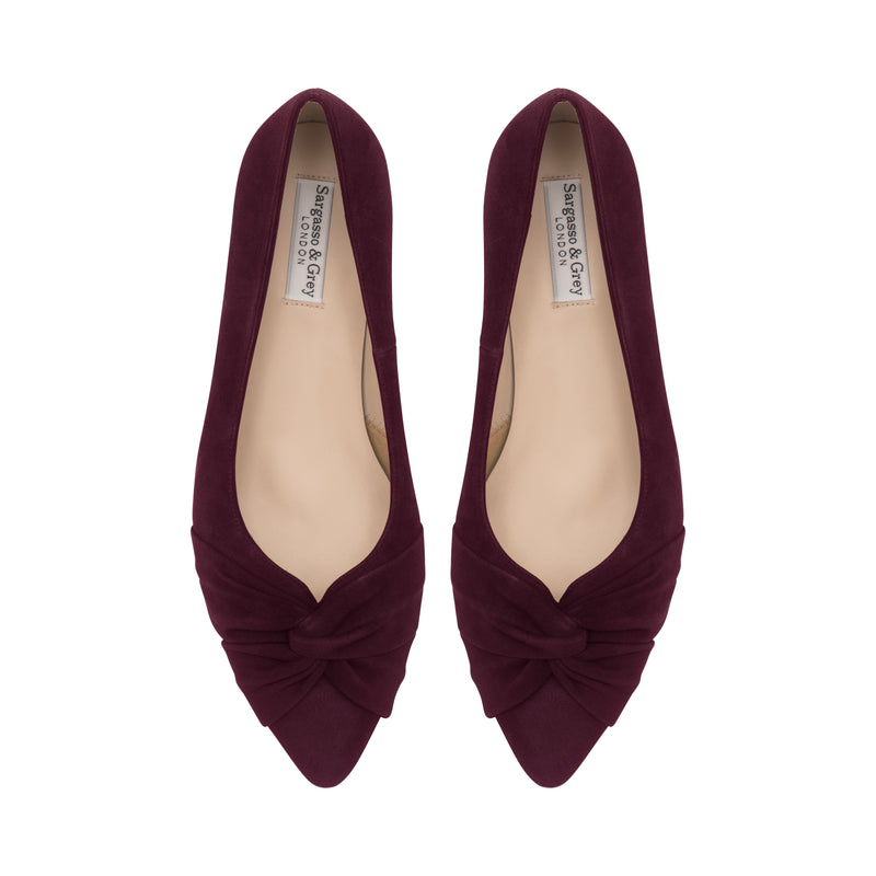 Tandi Extra-Wide Fit Kitten Heels - Burgundy Suede