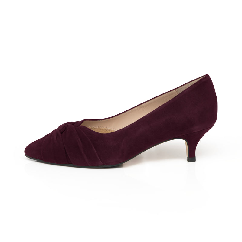 Tandi Extra-Wide Fit Kitten Heels - Burgundy Suede