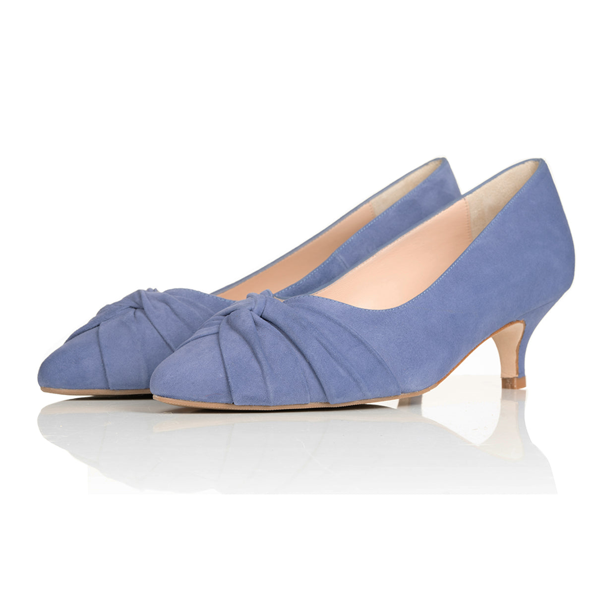 Extra-wide Fit cornflower blue suede kitten heels – Sargasso and Grey