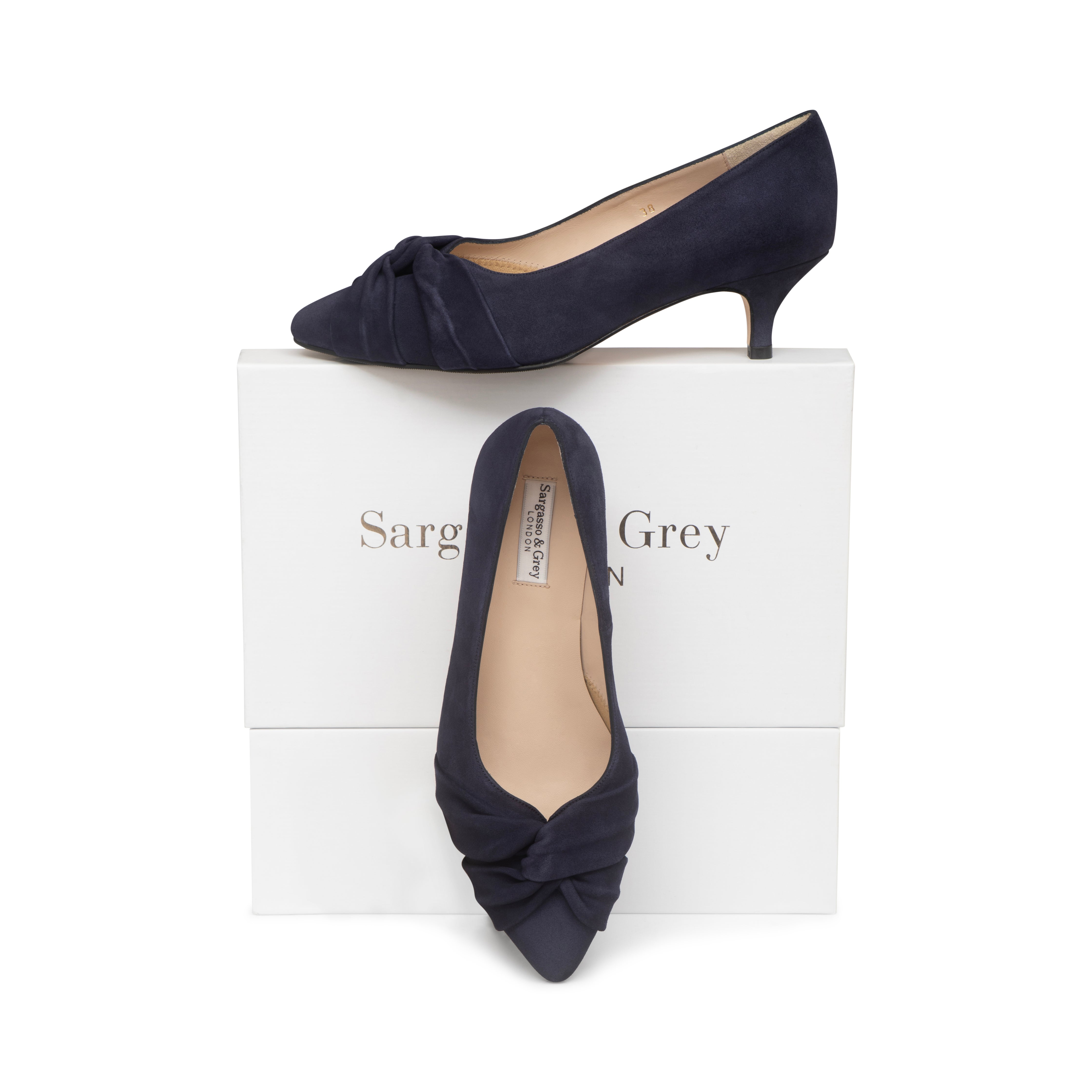 Extra-wide Fit Navy Suede Kitten Heels – Sargasso and Grey