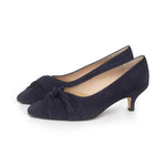 Tandi Extra-Wide Fit Kitten Heels - Navy Suede