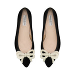 Tess Extra-Wide Fit Heels With Pearl Bow - Black Suede