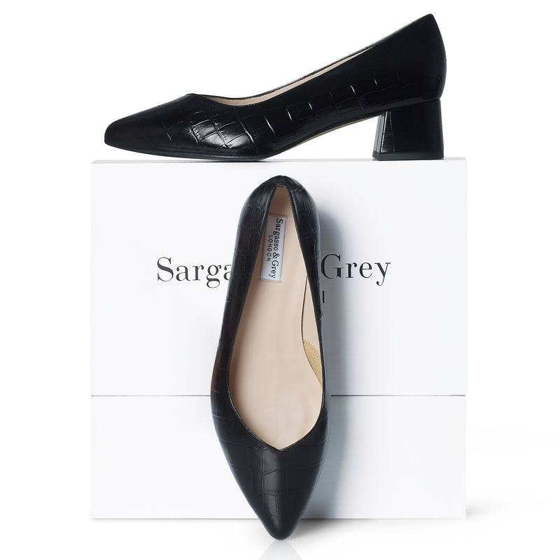 Tori Extra-Wide Fit Courts - Black Mock-Croc