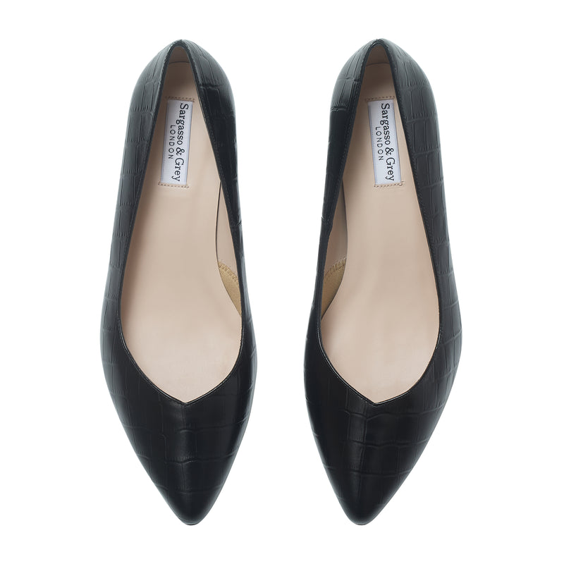 Tori Extra-Wide Fit Courts - Black Mock-Croc