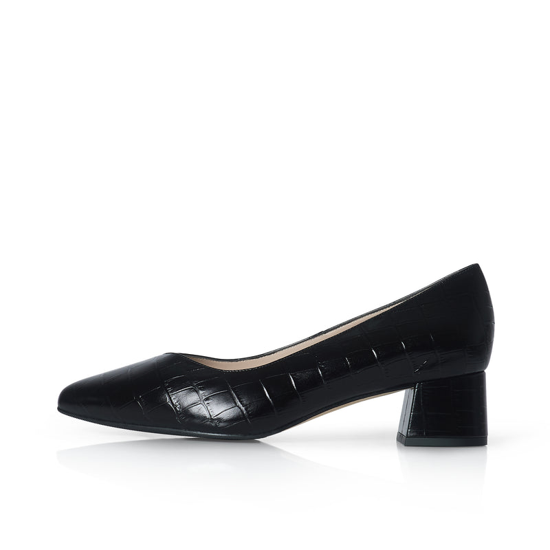 Tori Extra-Wide Fit Courts - Black Mock-Croc
