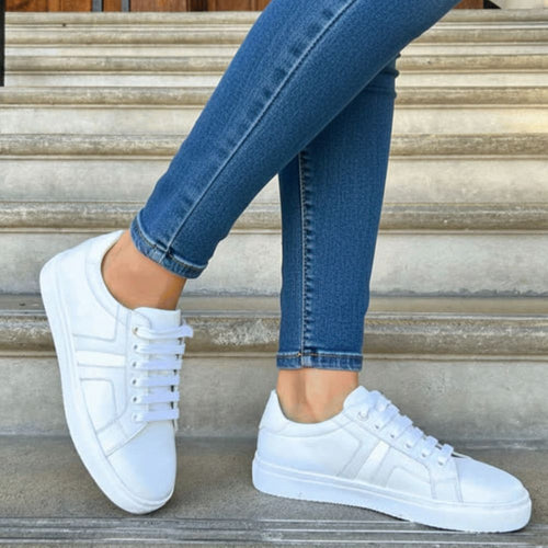 Eden Extra-Wide Fit Trainers - White Leather