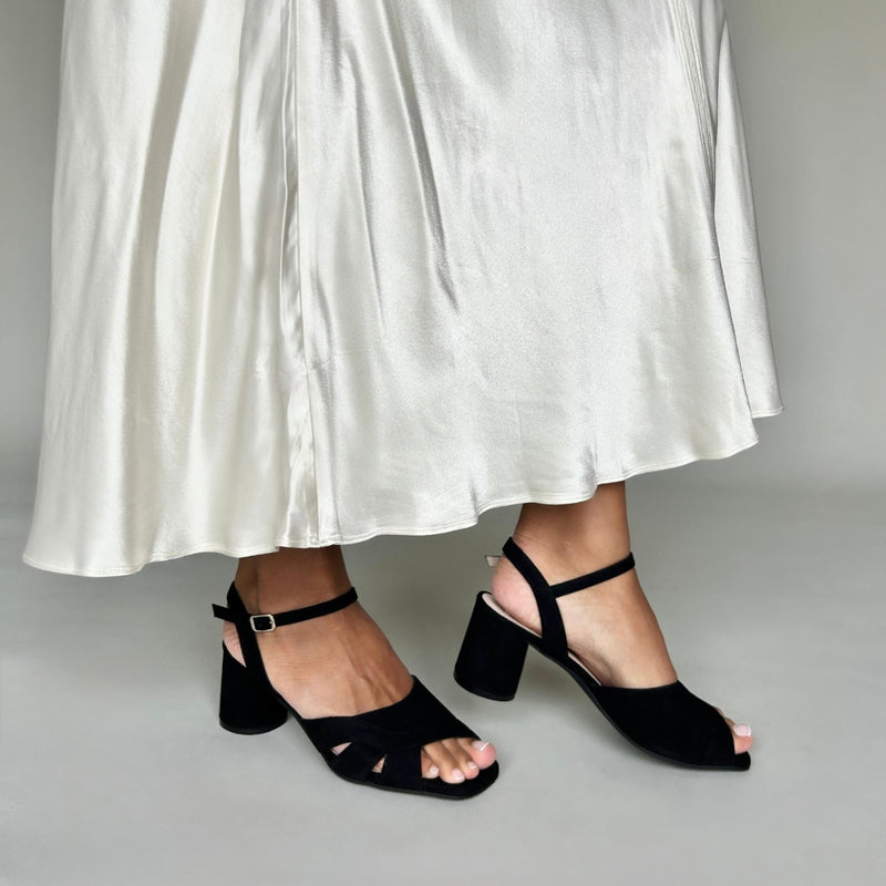 Erica - Wide Fit Sandal - Black Suede