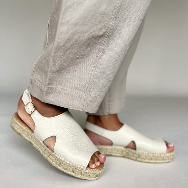 Bonnie - Extra Wide Fit Espadrille - Bone Leather