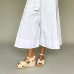 Bertie - Wide Fit Wedge Sandal - Bone Leather