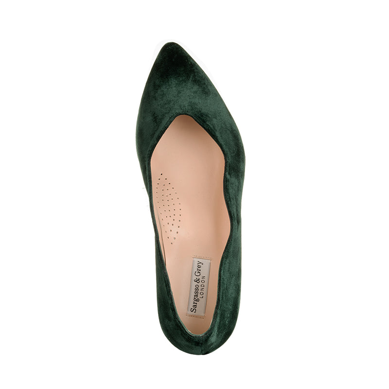 Vivienne Wide Fit Ballet Flats - Green Velvet