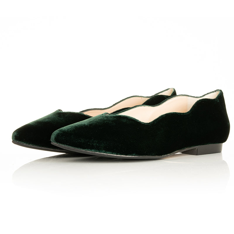 Vivienne Extra-Wide Fit Ballet Flats - Green Velvet