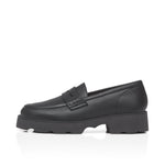 Wide Fit Chunky Loafers  - Black Leather
