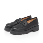 Wide Fit Chunky Loafers  - Black Leather