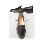 Wide Fit Loafers  - Black Leather