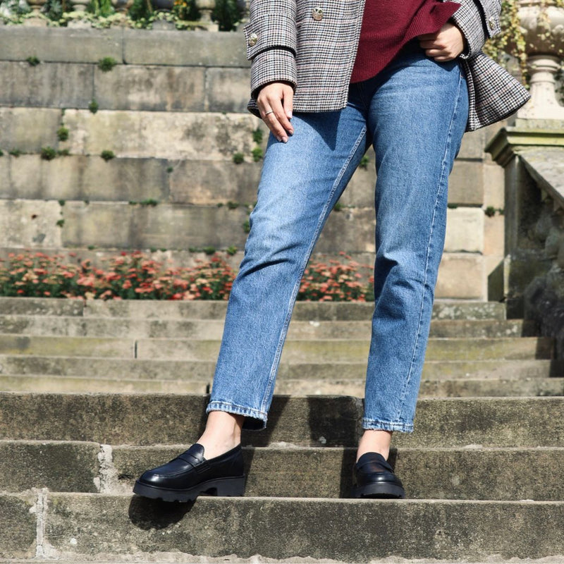 Wide Fit Chunky Loafers  - Black Leather