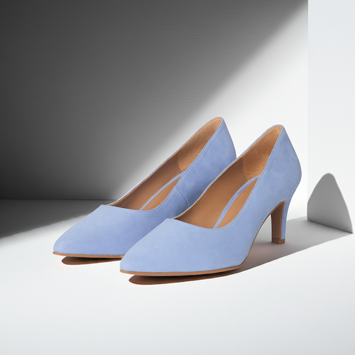 Eve Wide Fit Court Shoe – Light Blue Suede