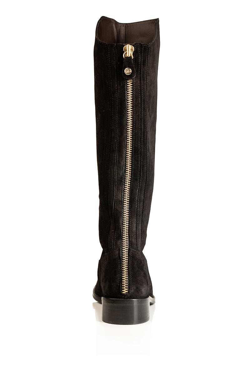 Patsy - Extra Wide Leg Knee High Boots - Black Nubuck Suede