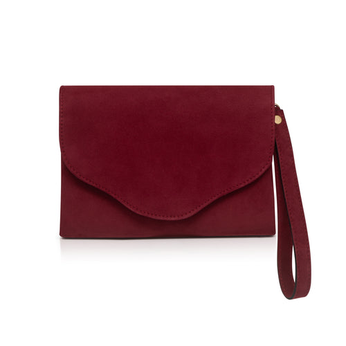 Ellie Clutch - Burgundy Suede