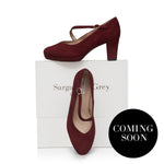 Clare Wide Fit Platform Courts - Burgundy Suede - COMING SOON