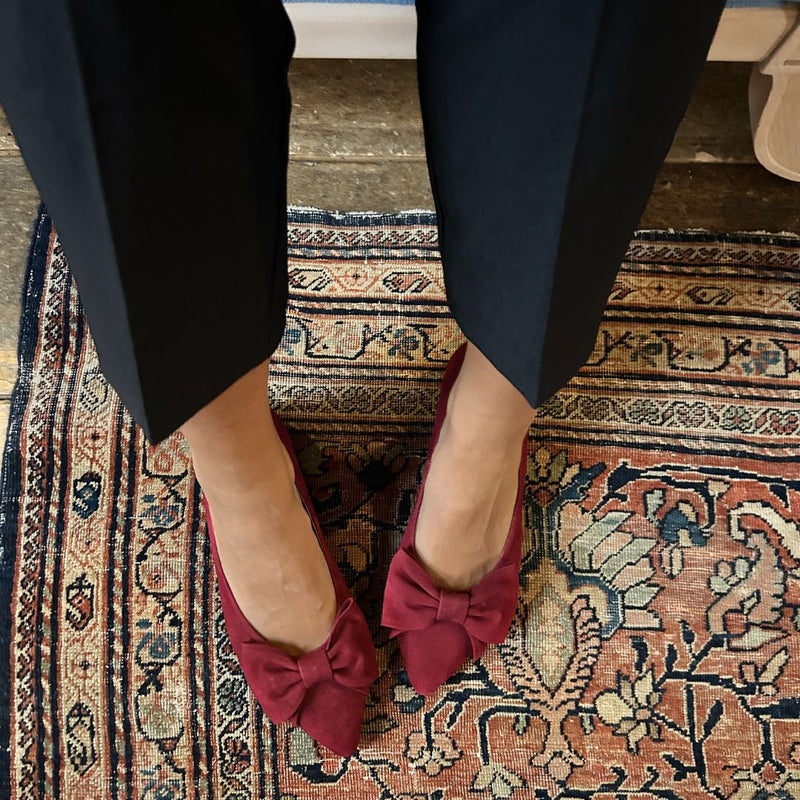 Dionne Extra-Wide Fit Flats - Burgundy Suede