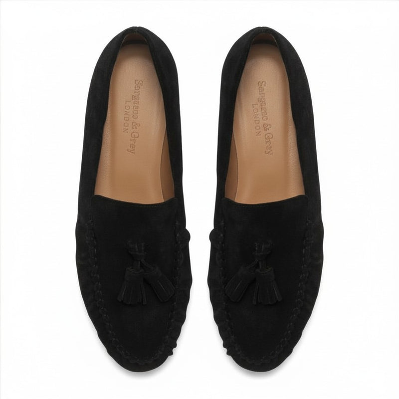 Hope Wide Fit Moccasin - Black Suede – Sargasso and Grey