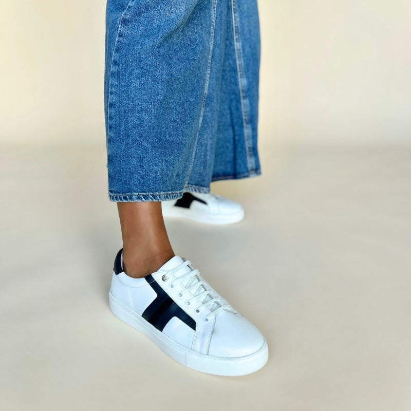 Extra Wide Fit Trainers with Removable Insoles White and Navy