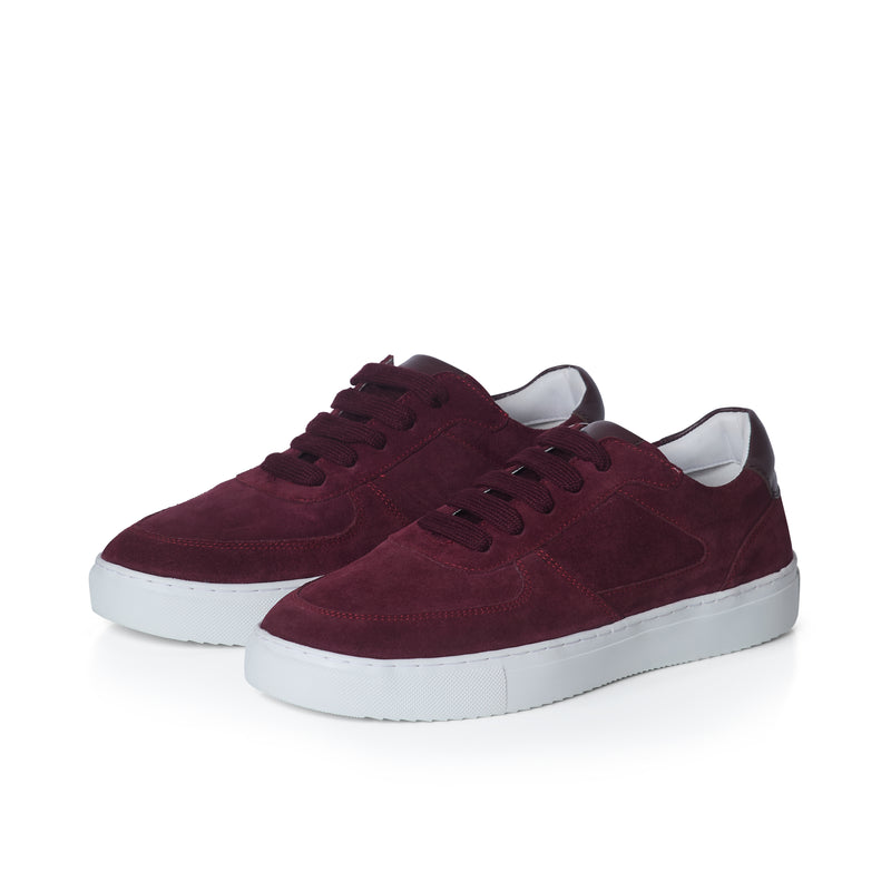 Emma Wide Fit Trainers - Burgundy Suede