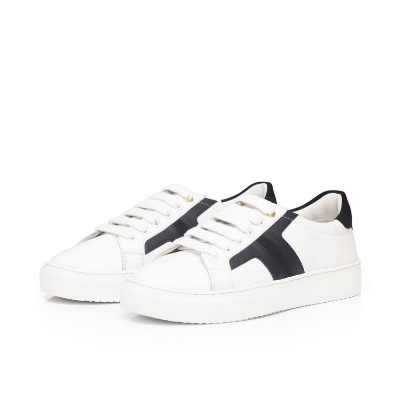 Extra Wide Fit Trainers - White & Navy Leather