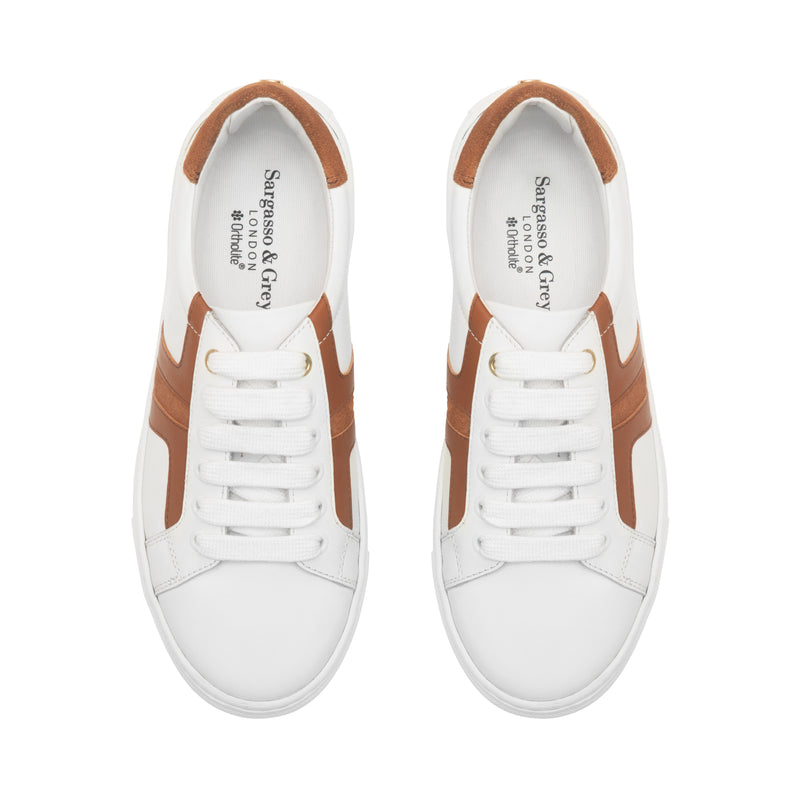 Extra Wide Fit Trainers - Tan Leather