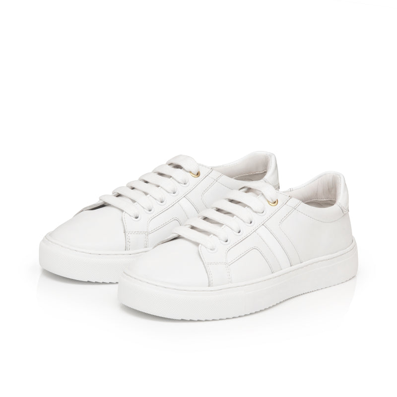 Extra Wide Fit Trainers - White Leather