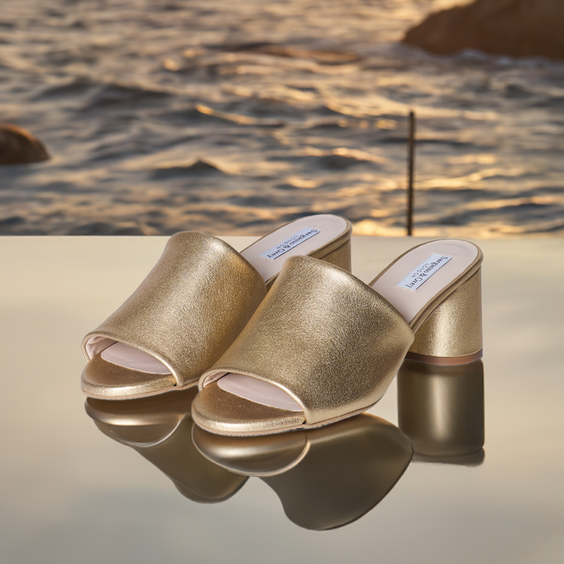 Fiona Extra-Wide Fit Mules - Gold Leather