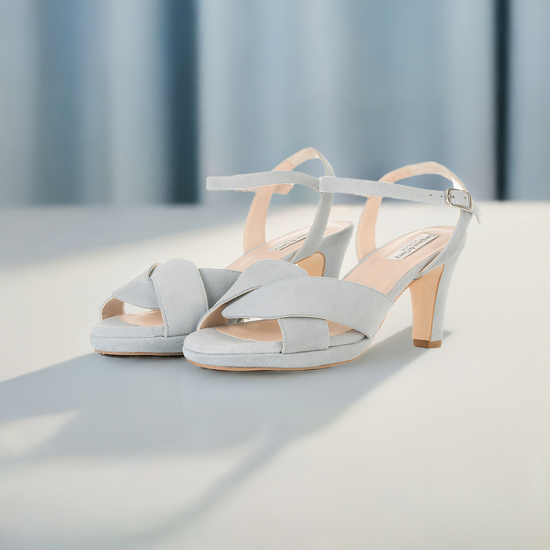 Isabella - Extra-Wide Fit Sandal - Pale Blue Suede