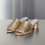 Fiona Extra-Wide Fit Mules - Gold Leather