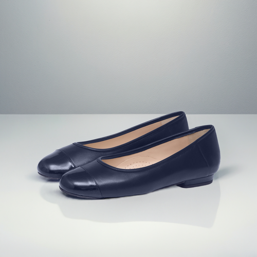 Capella Extra-Wide Fit Flats - Navy Leather