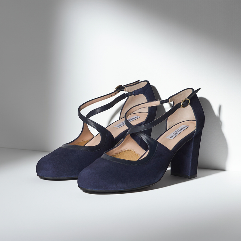 Gemma Extra-Wide Fit Heels - Navy Suede