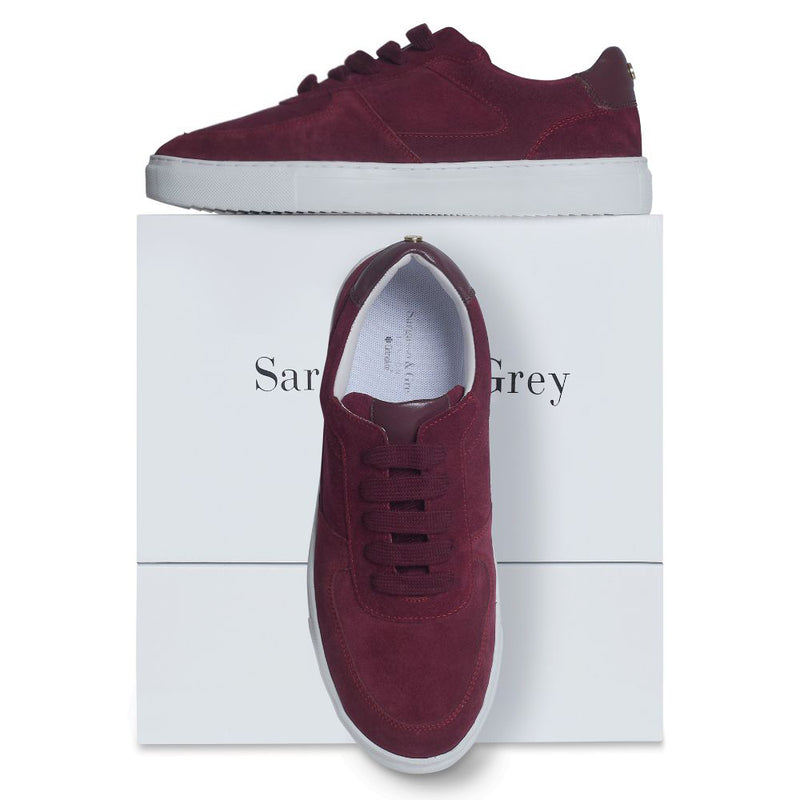 Emma Wide Fit Trainers - Burgundy Suede