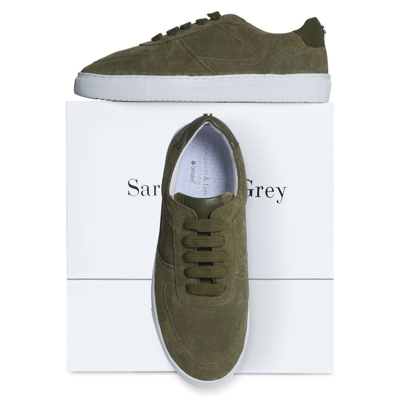 Emma Wide Fit Trainers - Khaki Suede