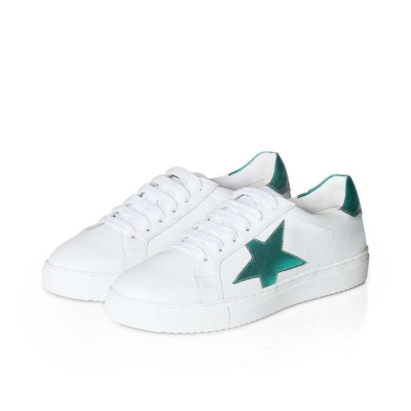 Ezi Wide Fit Trainers - Green Metallic Star