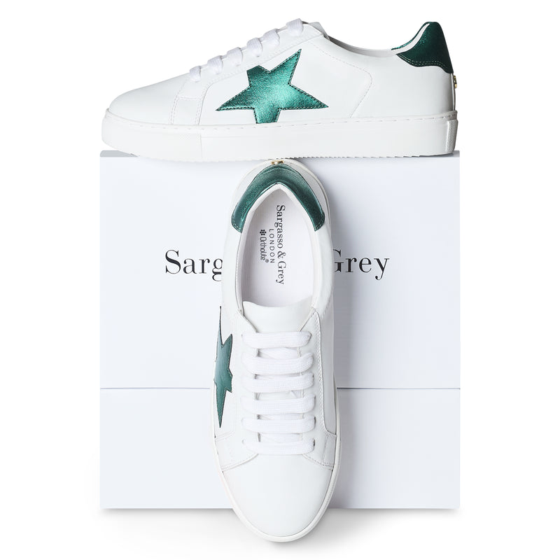 Ezi Wide Fit Trainers - Green Metallic Star