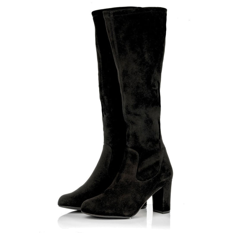 Lydia Extra-Wide Fit Knee High Boots - Black Suede